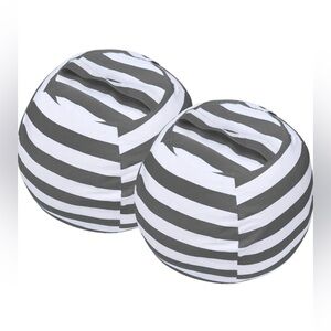 2 PCS Stuffed Animal Storage Bean Bag Chair Cover, Beanbag with Zipper Grey 24"